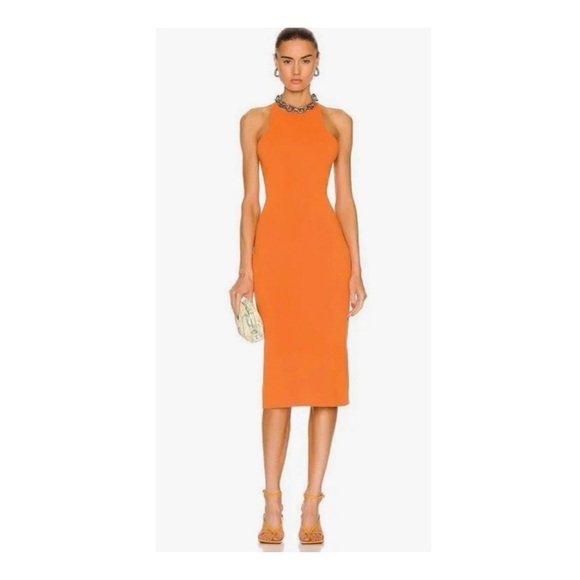 ALC Pierce Midi Open Back Dress in Orange. - Picture 3 of 6